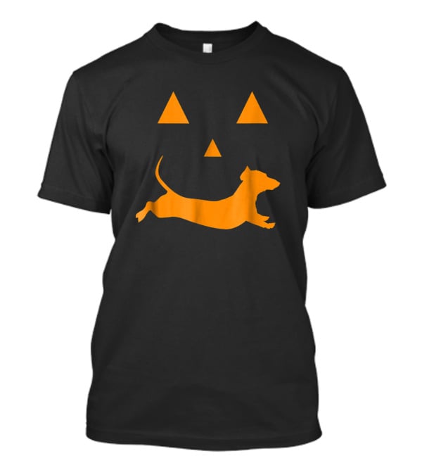 Halloween Pumpkin Face With Orange Dachshund T-Shirt