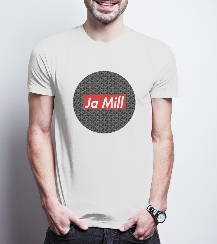 Ja Mill Red Typography On Black Patterned Circle T-Shirt