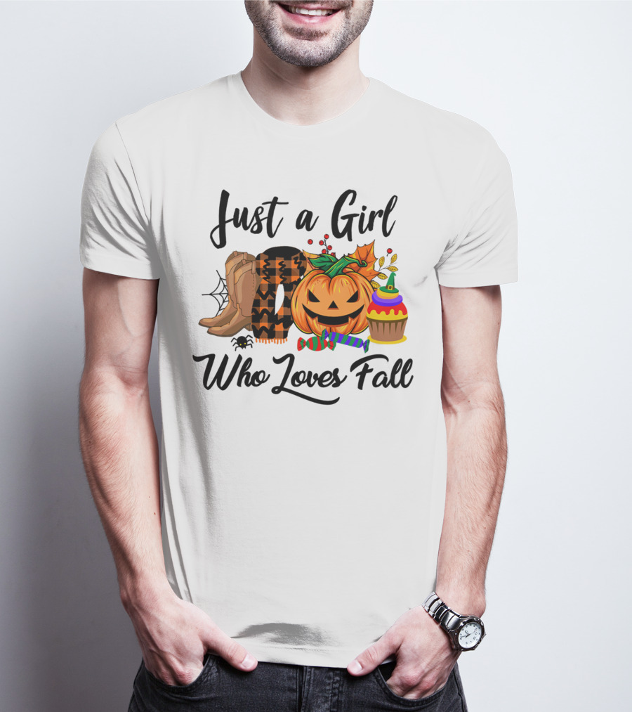 Just A Girl Who Loves Fall With Pumpkin And Boots T-Shirt