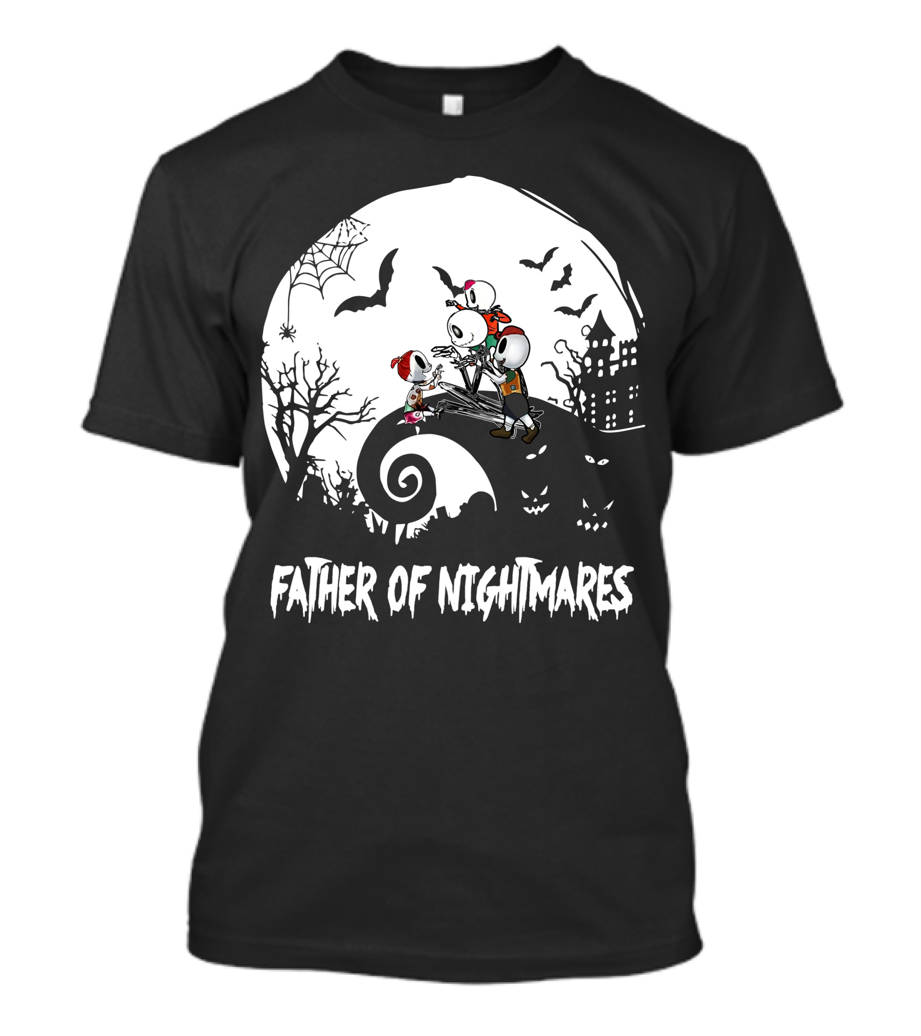 Father Of Nightmares Halloween Skeletons Spooky Scene T-Shirt