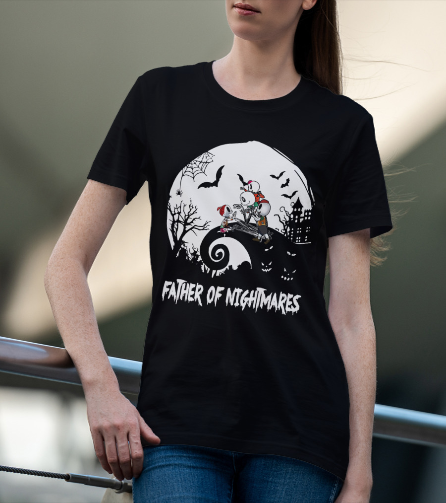 Father Of Nightmares Halloween Skeletons Spooky Scene T-Shirt