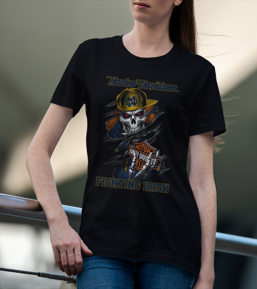 Harley Davidson Notre Dame Fighting Irish Skull T-Shirt