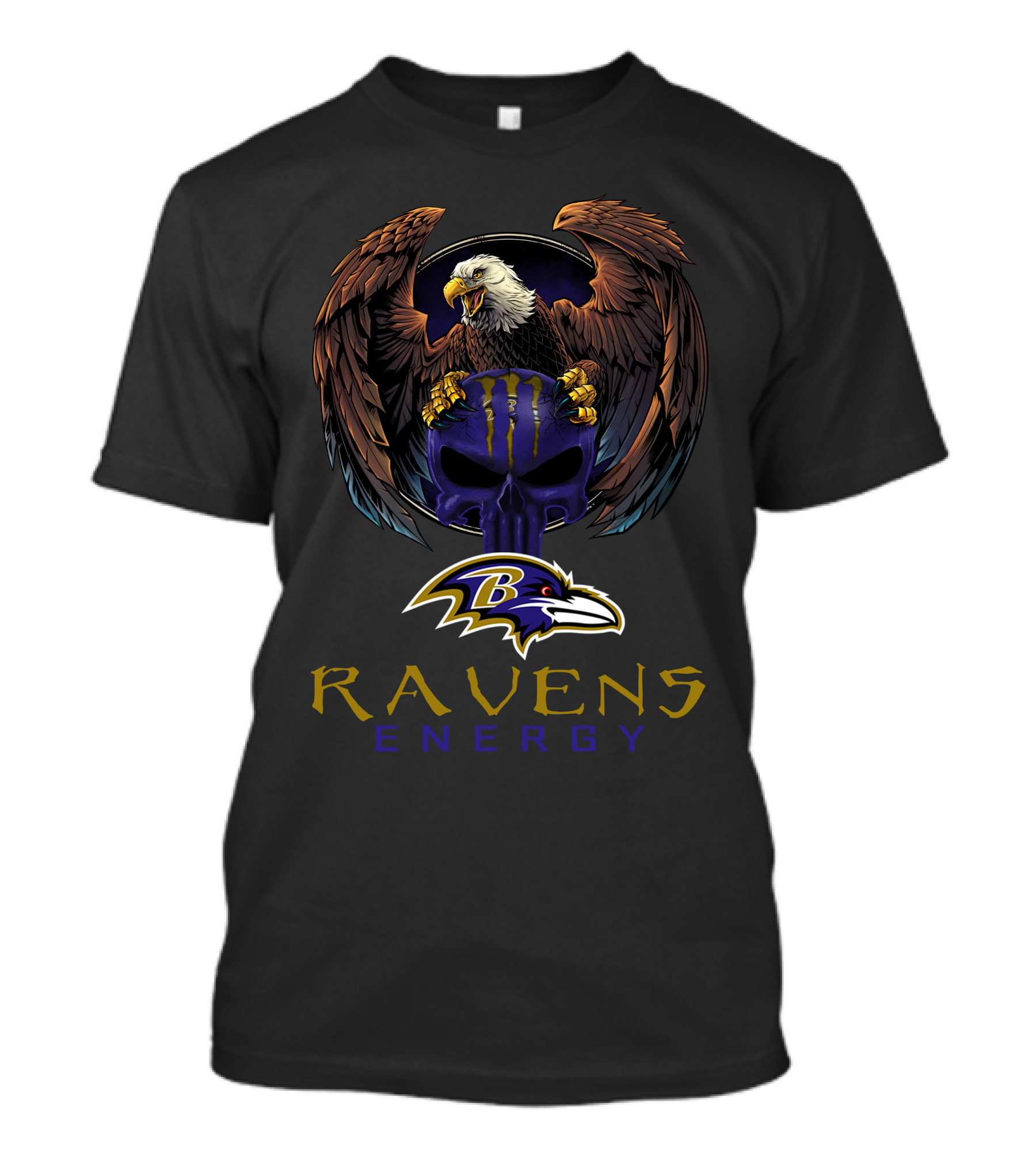 Ravens Energy Baltimore Ravens Logo Eagle Skull Monster Claw T-Shirt