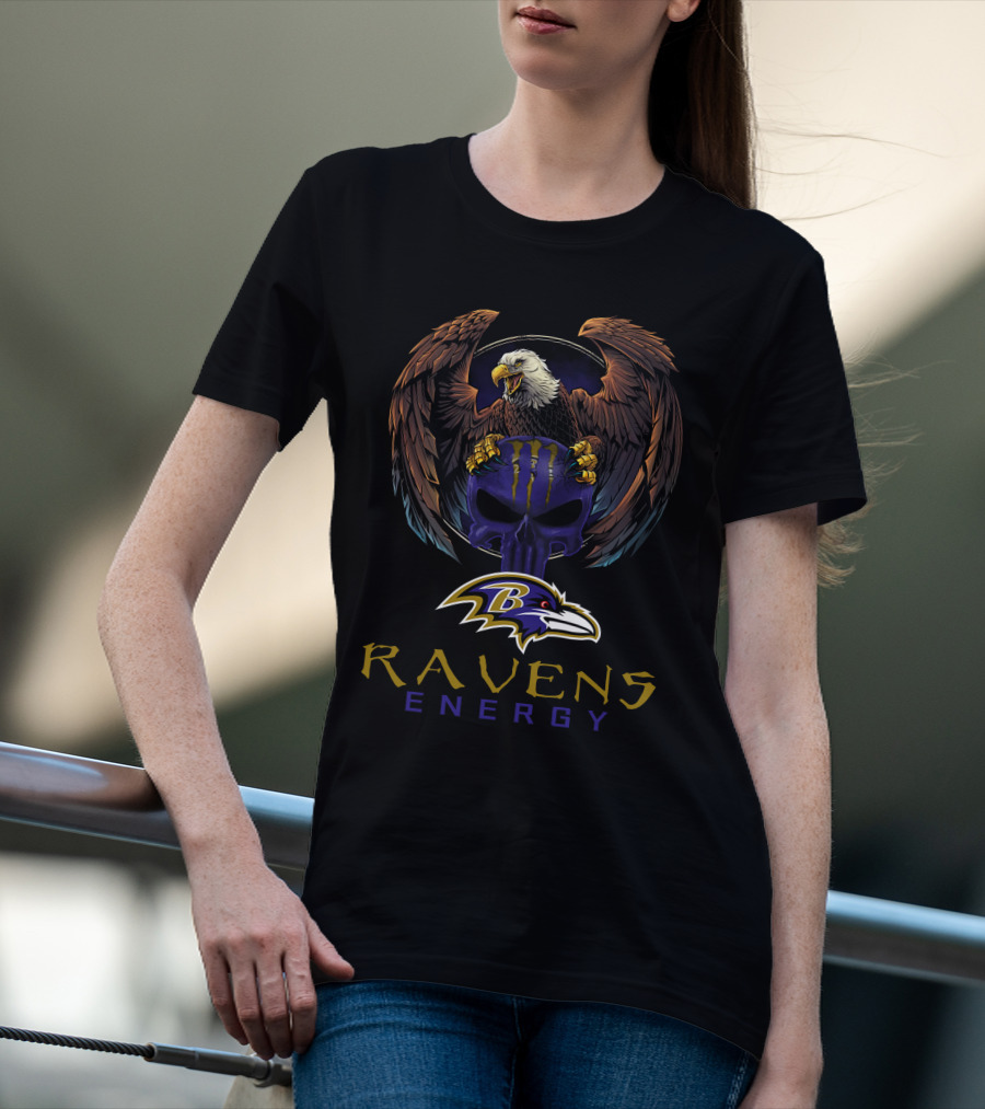 Ravens Energy Baltimore Ravens Logo Eagle Skull Monster Claw T-Shirt