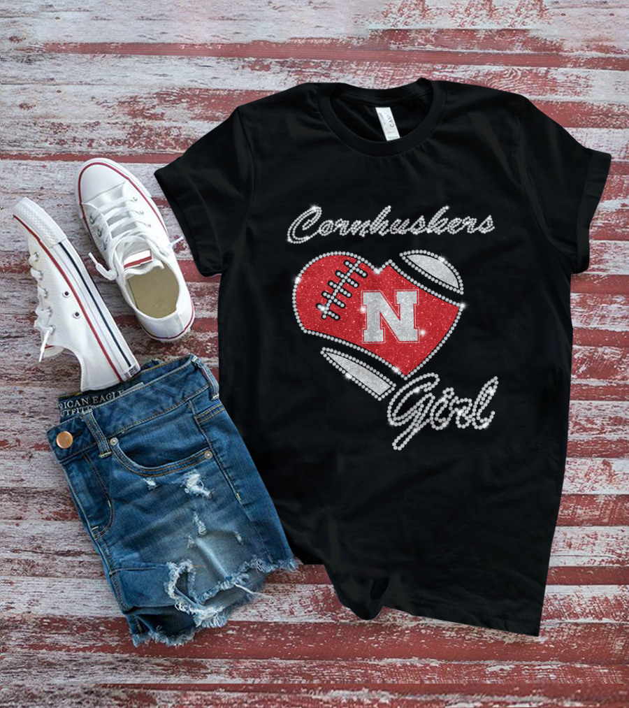 Cornhuskers Girl N Nebraska Football Heart T-Shirt