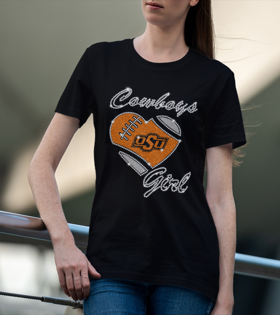 Cowboys Girl Osu Oklahoma State Football Heart T-Shirt