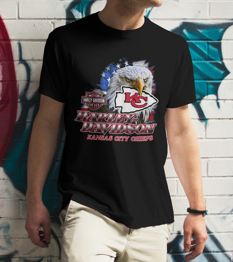 Harley Davidson Kansas City Chiefs Eagle Motorcycle Cycles T-Shirt