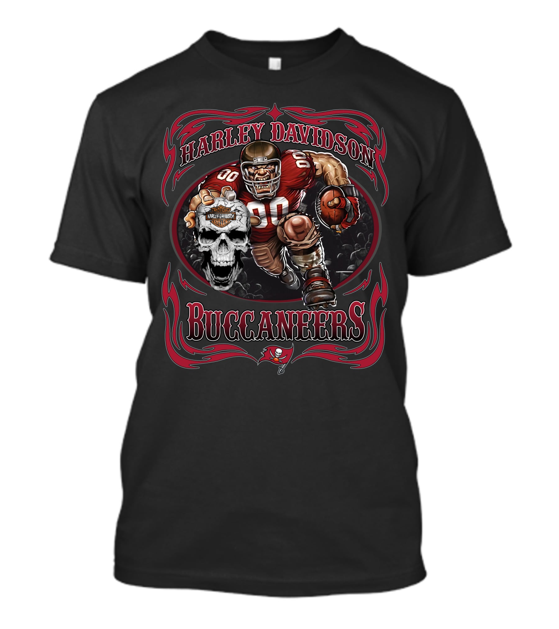 Harley Davidson Buccaneers Football Skull T-Shirt