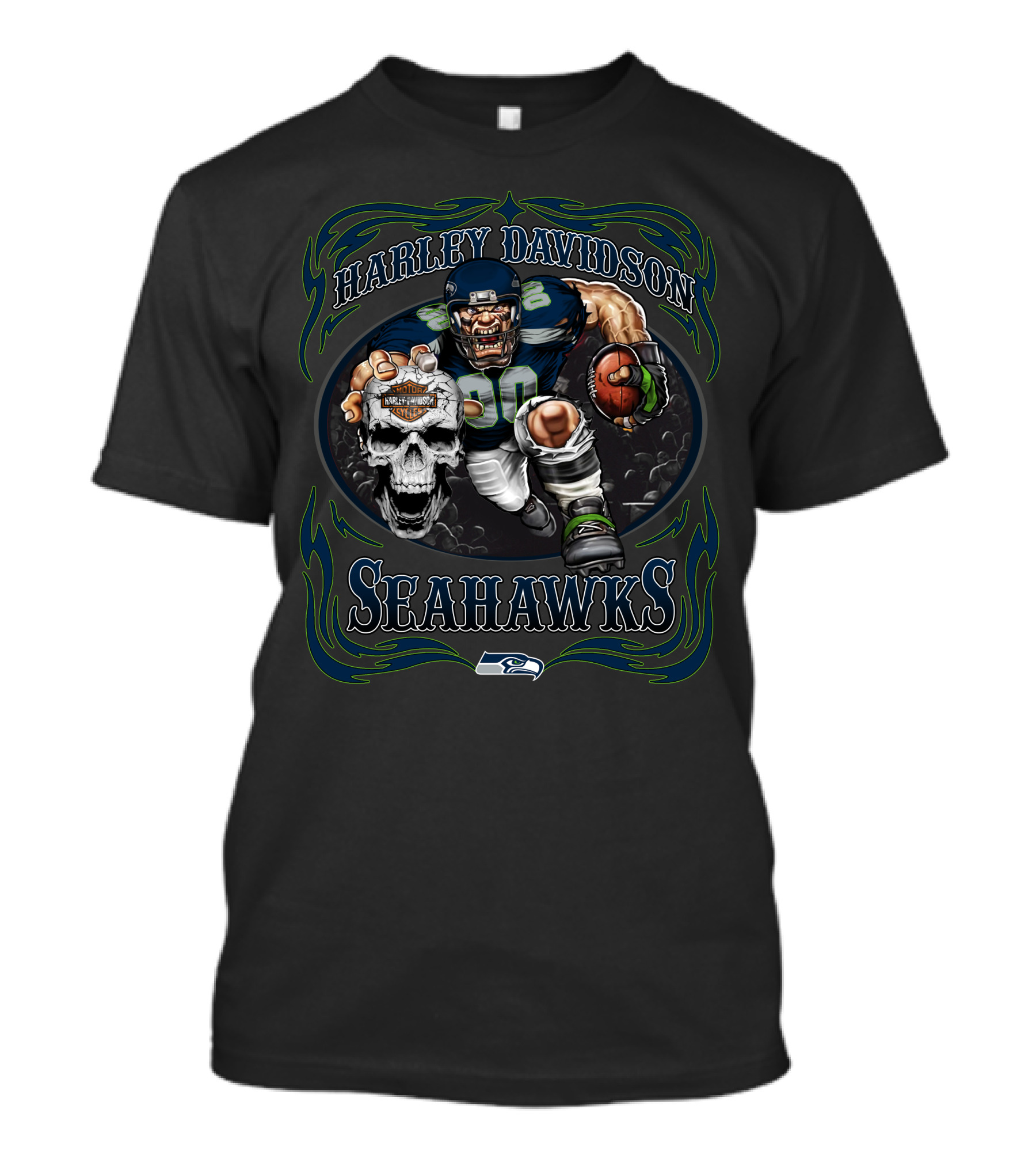 Harley Davidson Seattle Seahawks Nfl Football T-Shirt