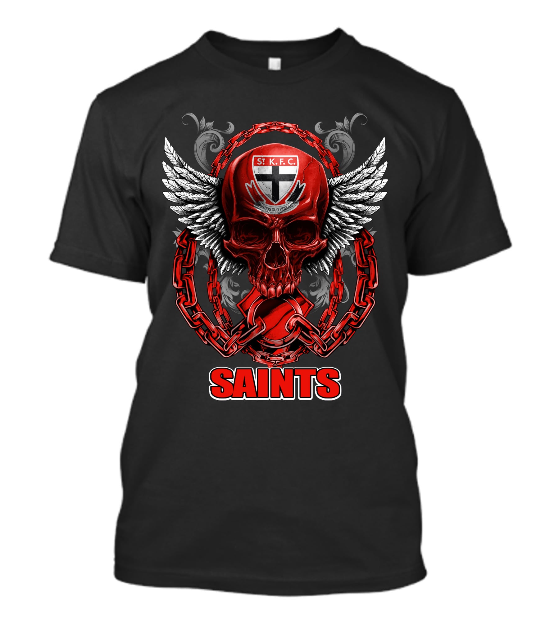 ST Kilda Saints SKFC Skull Wings And Chains T-Shirt