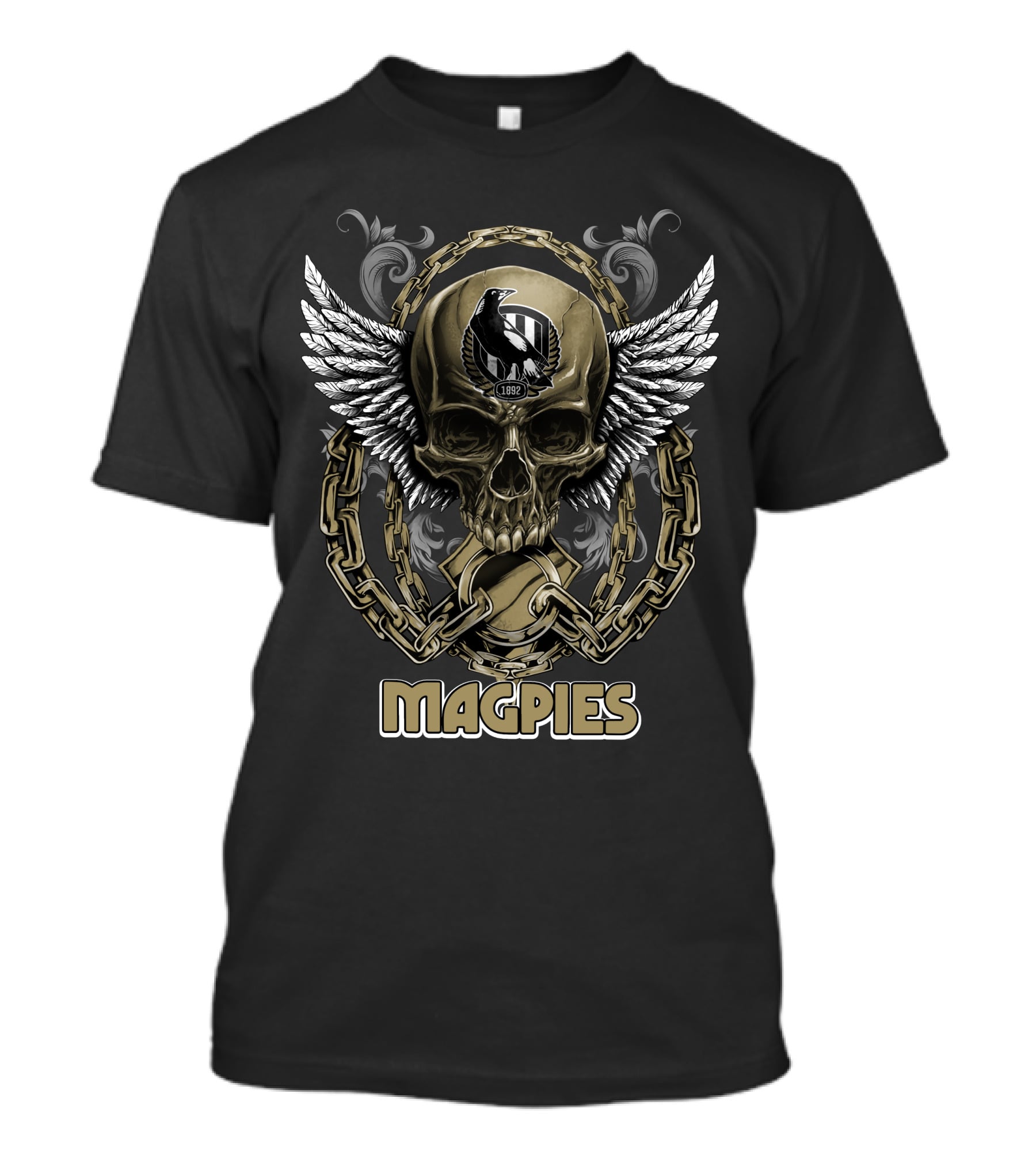 Magpies Skull With Wings And Chains 1892 T-Shirt
