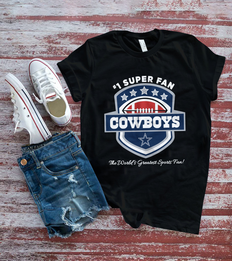 Dallas Cowboys Stars And Football Shield T-Shirt