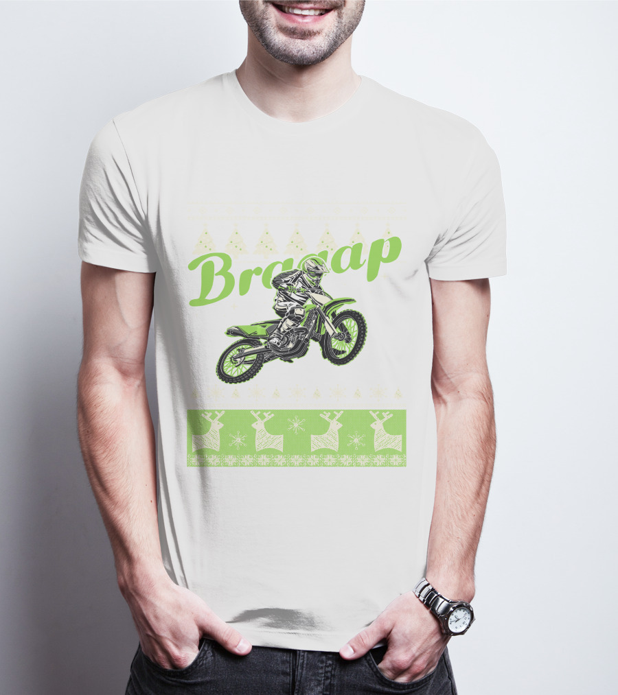 Braap Dirt Bike Motocross Reindeer T-Shirt