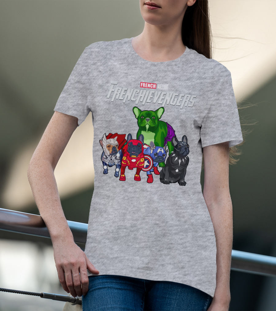 French Bulldog Frenchievengers Superhero Canine Team T-Shirt