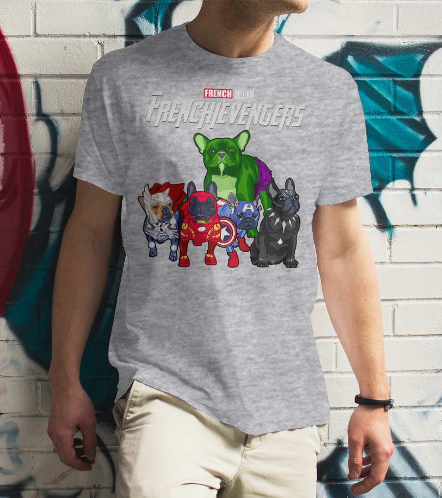 French Bulldog Frenchievengers Superhero Canine Team T-Shirt