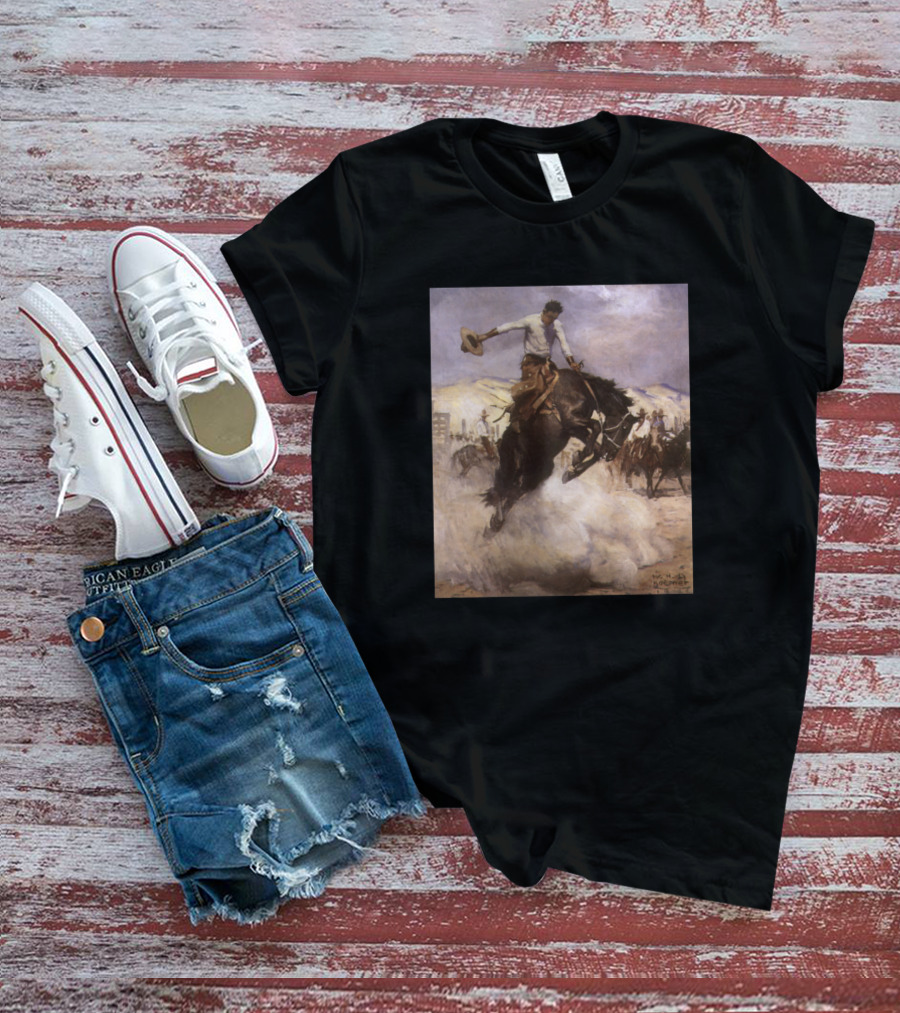 Breezy Riding By Koerner Cowboy Galloping Horse Western T-Shirt