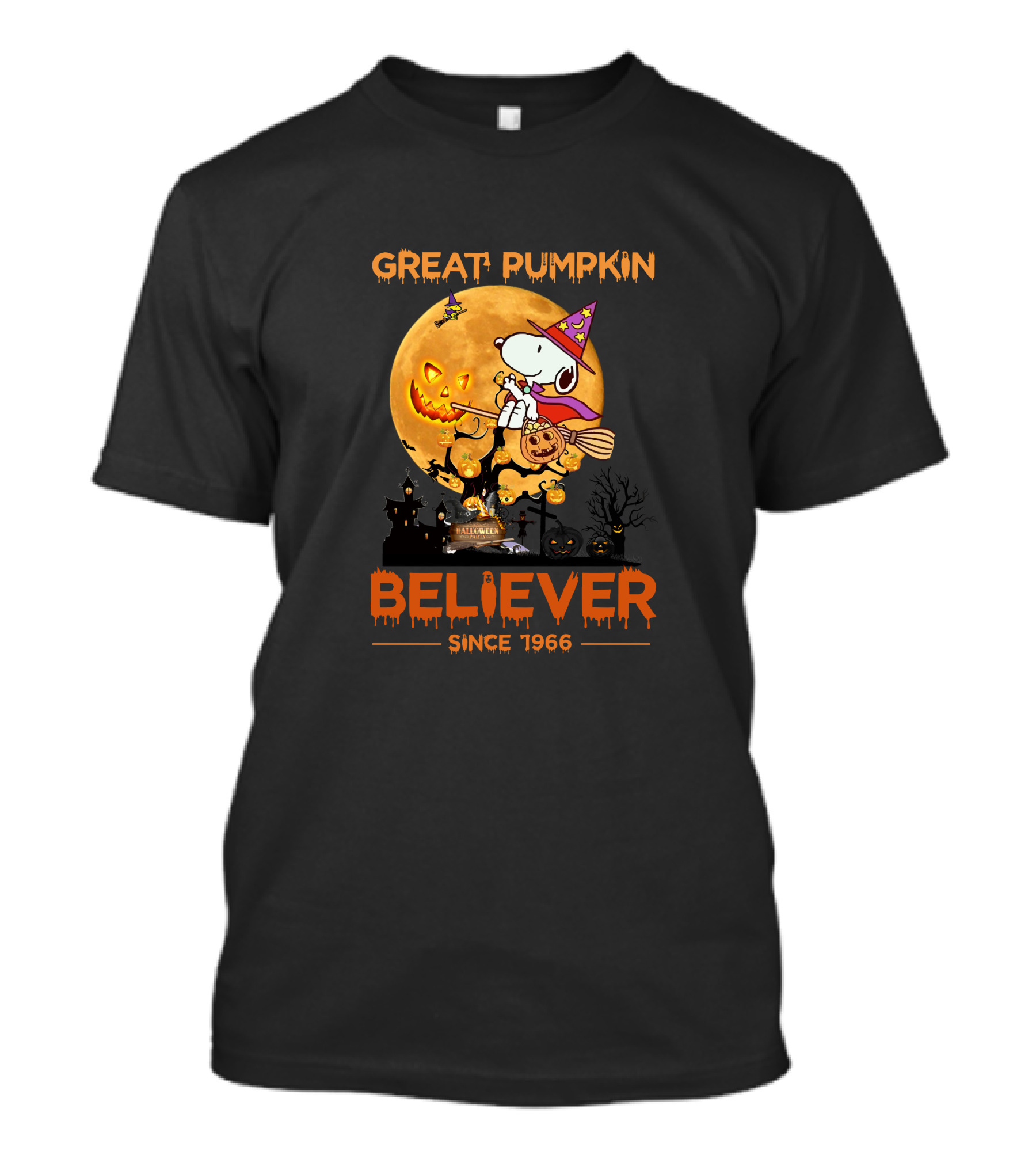 Great Pumpkin Believer Since 1966 Snoopy Halloween Moon T-Shirt