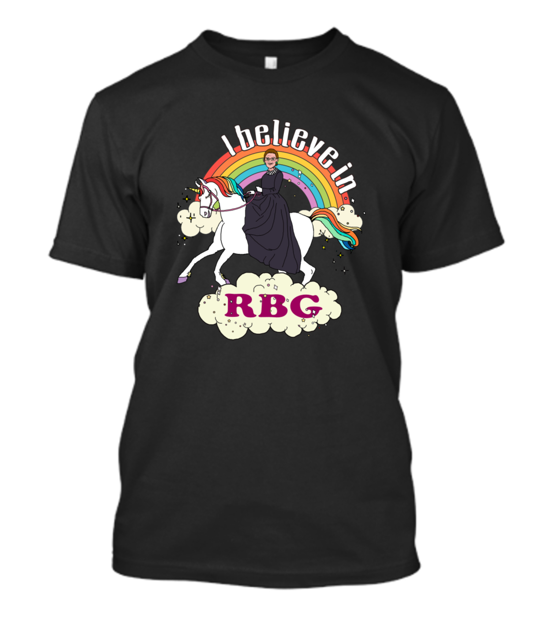 I Believe In RBG Ruth Riding Unicorn With Rainbow T-Shirt
