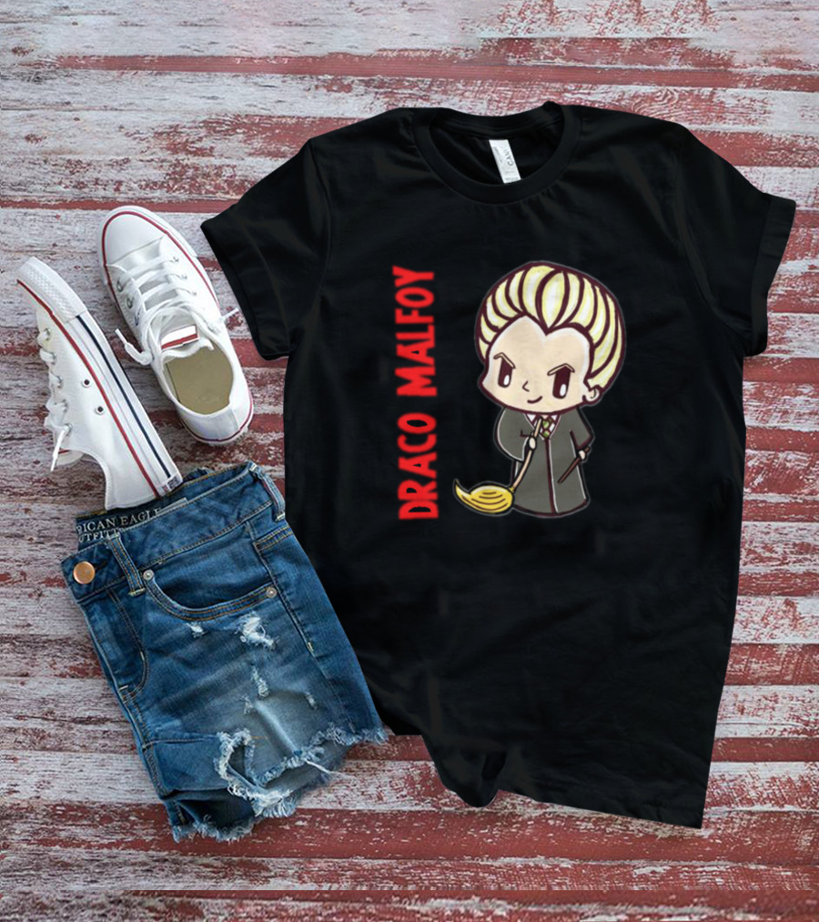 Draco Malfoy Chibi Character With Broom T-Shirt