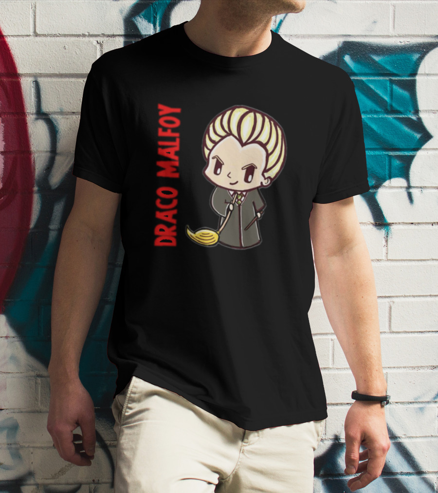 Draco Malfoy Chibi Character With Broom T-Shirt
