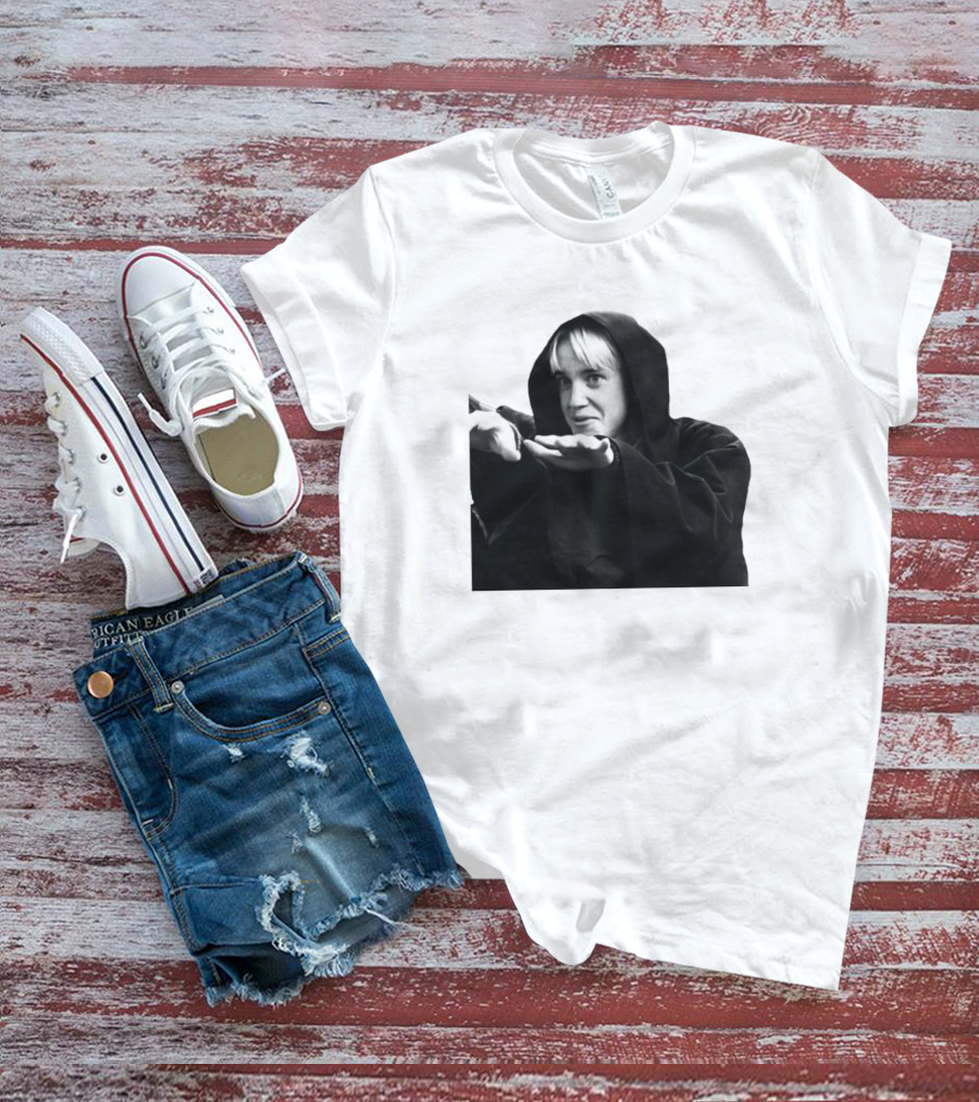 Draco Malfoy Black And White Hooded Cloak Image T-Shirt