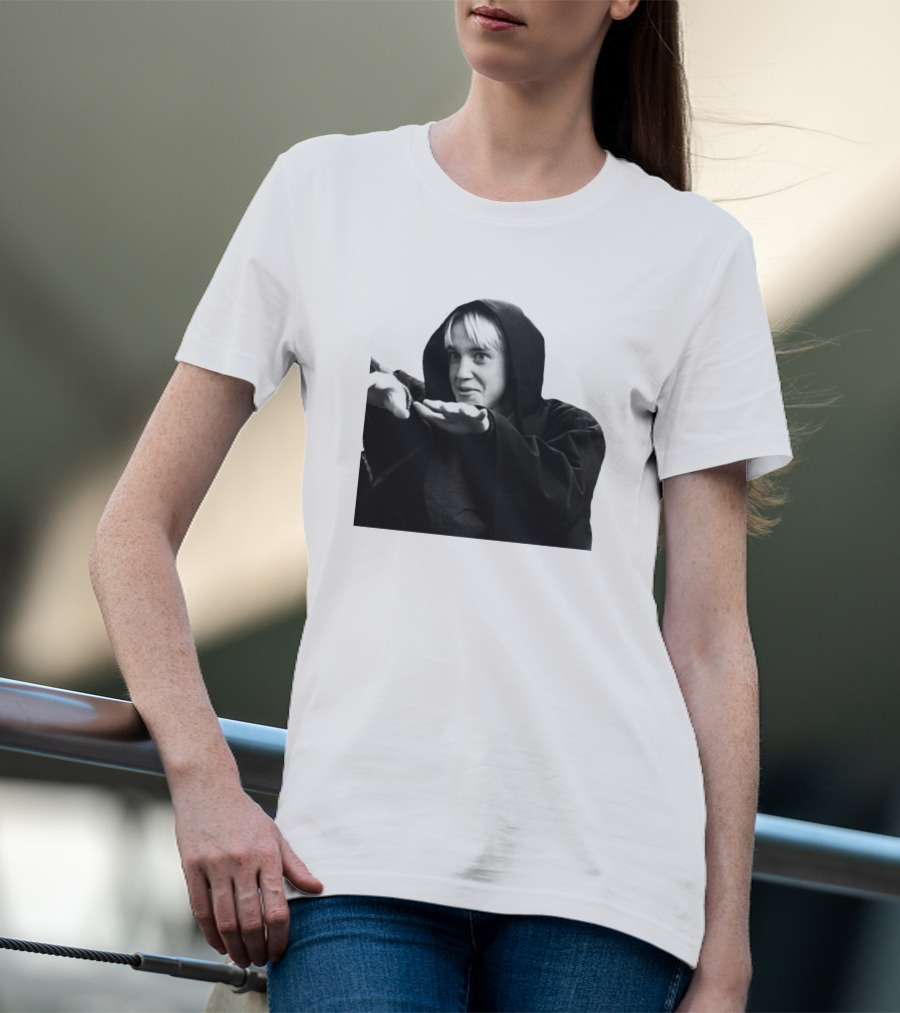 Draco Malfoy Black And White Hooded Cloak Image T-Shirt