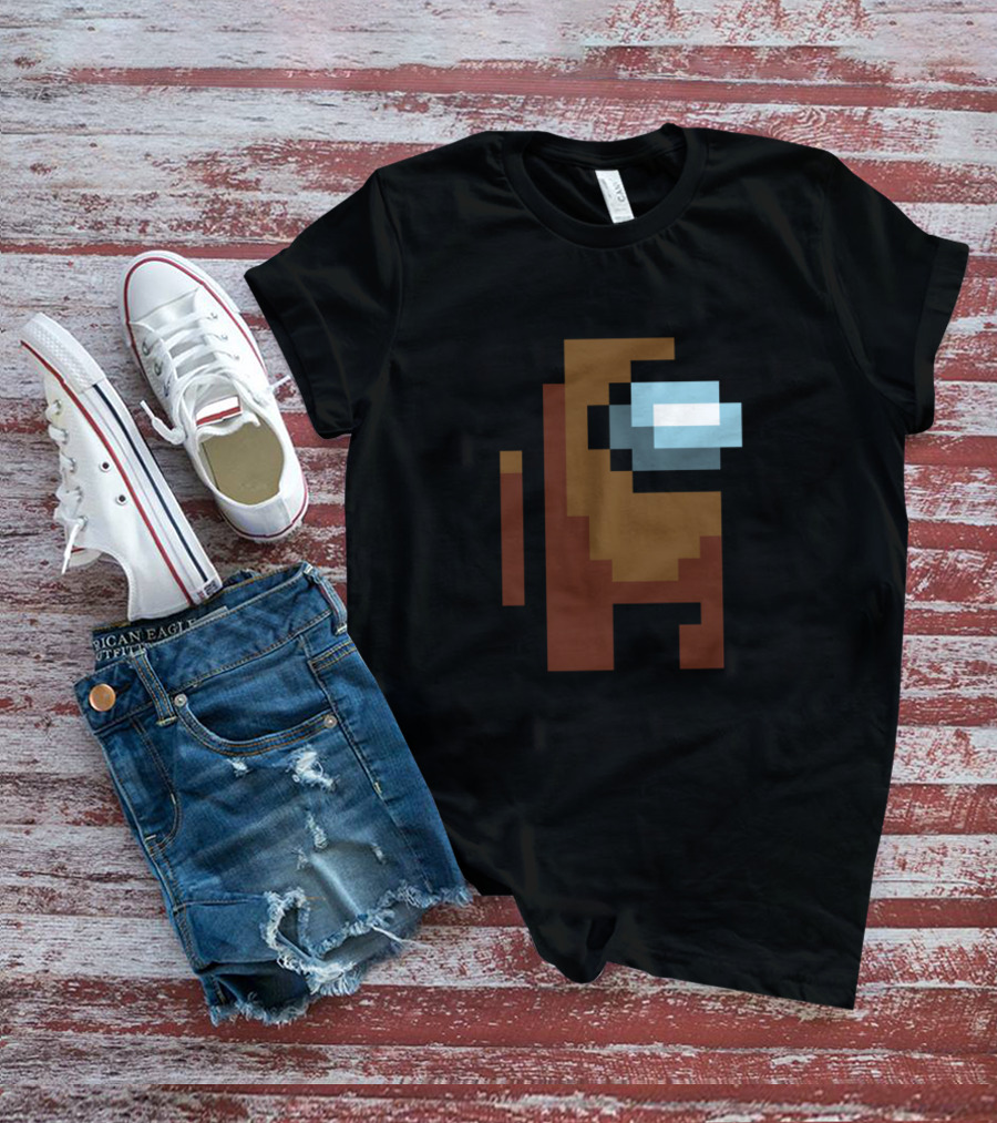 Among Us Crewmate Brown Pixel Character T-Shirt