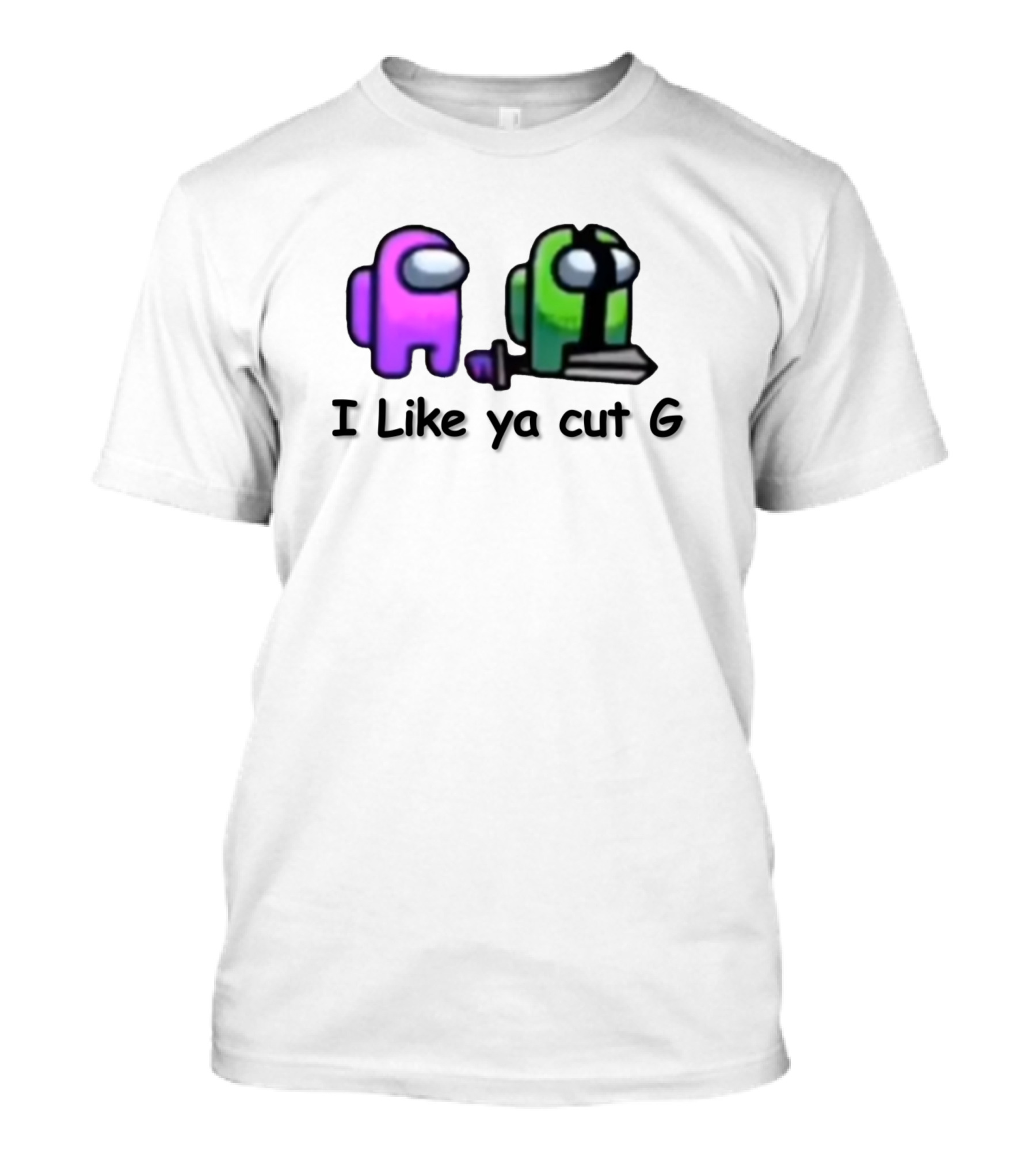 Among Us I Like Ya Cut G Purple And Green Characters With Sword T-Shirt