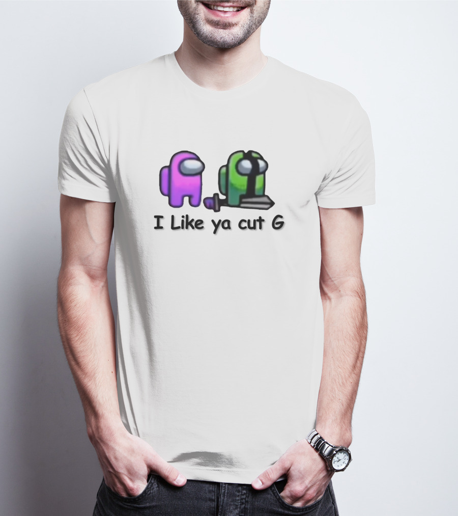 Among Us I Like Ya Cut G Purple And Green Characters With Sword T-Shirt