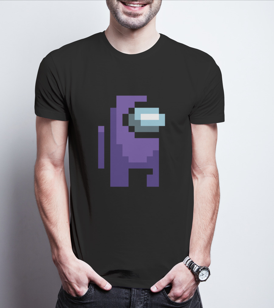 Among Us Purple Character Pixel T-Shirt