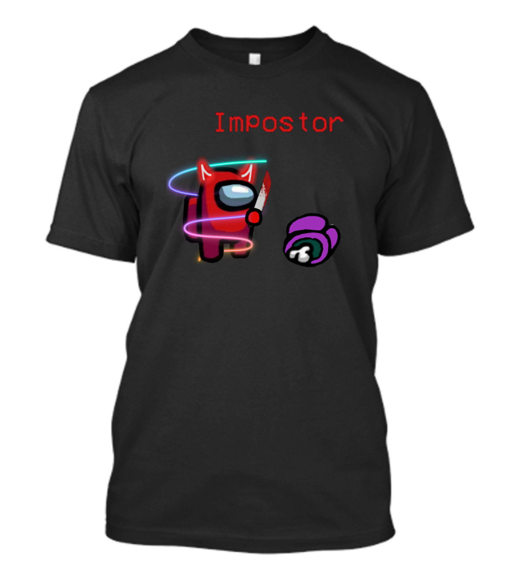 Among Us Impostor Red Crewmate With Knife And Purple Crewmate Defeated T-Shirt