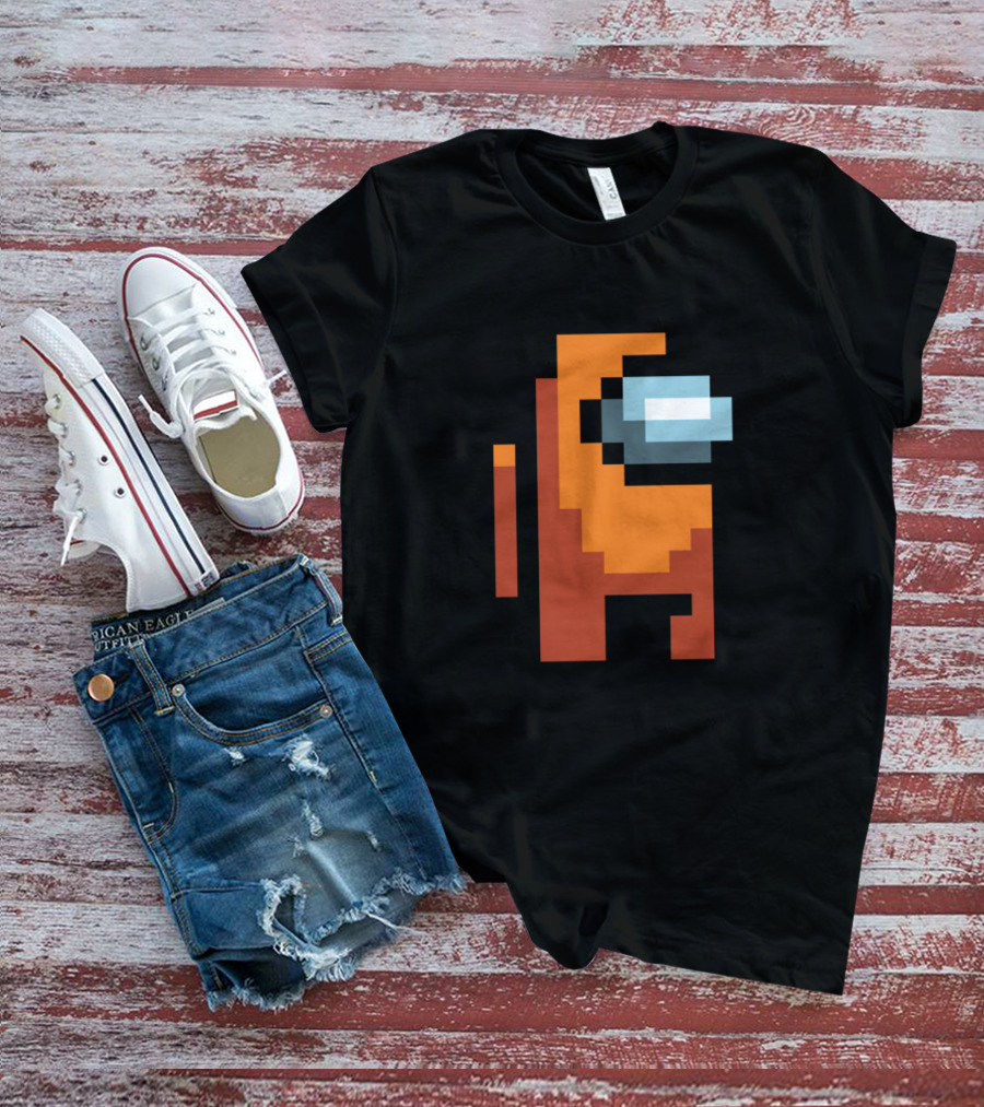 Among Us Orange Crewmate Pixel T-Shirt