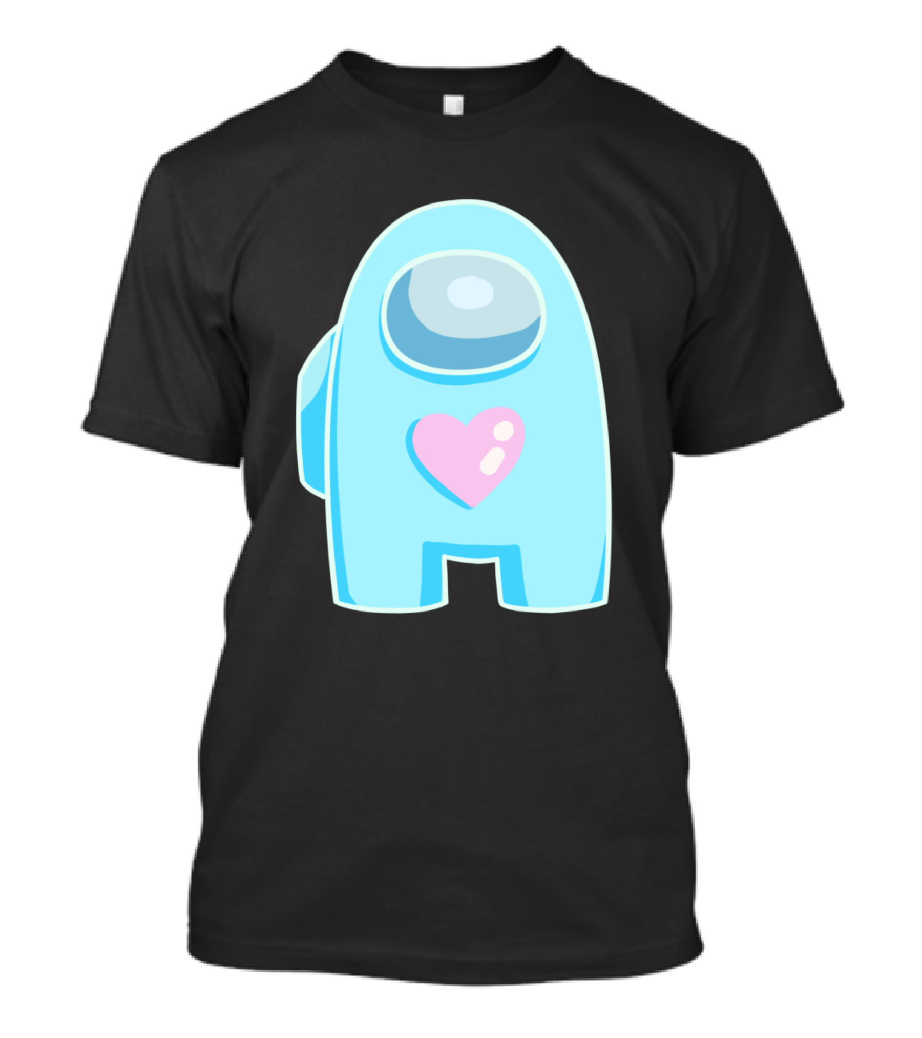 Blue Among Us Crewmate Pink Heart T-Shirt