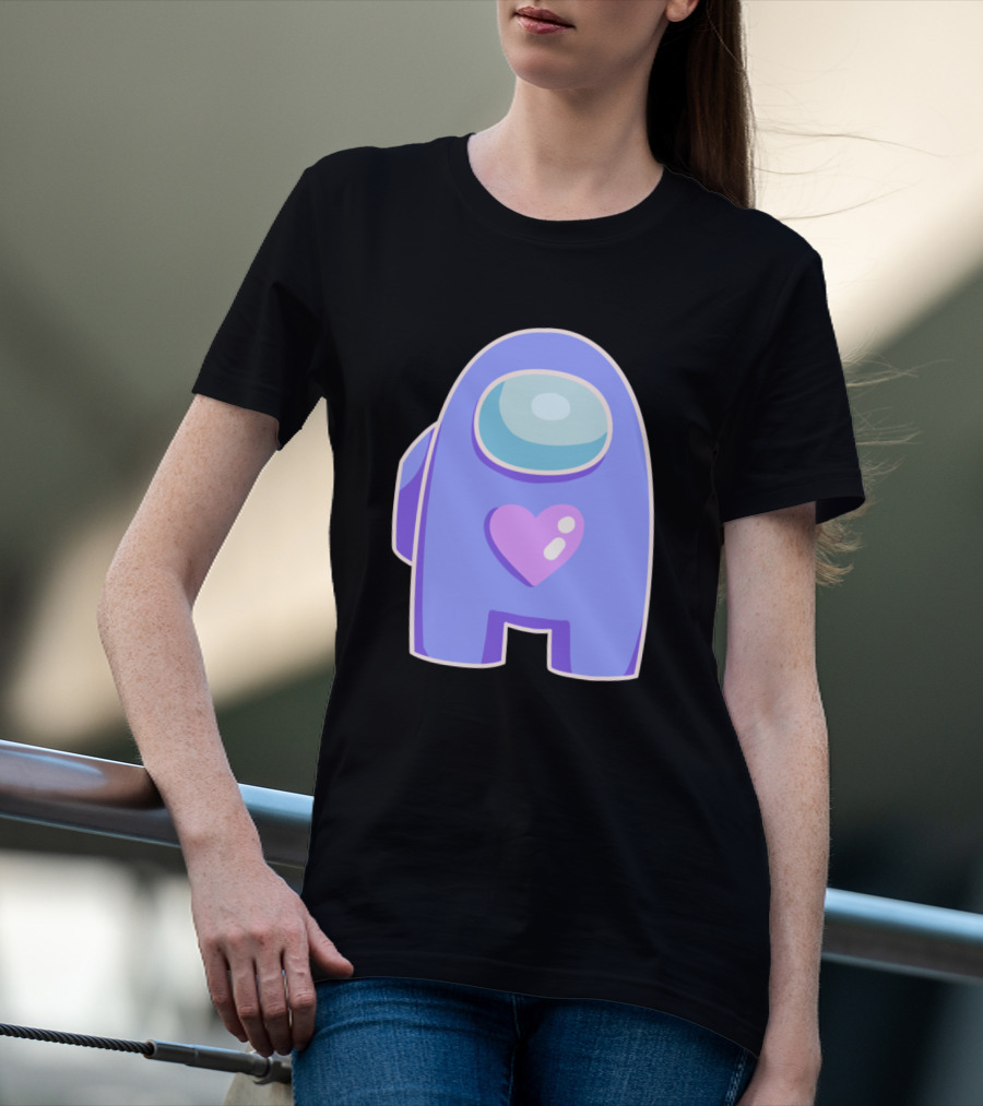 Blue Violet Among Us Crewmate Heart T-Shirt
