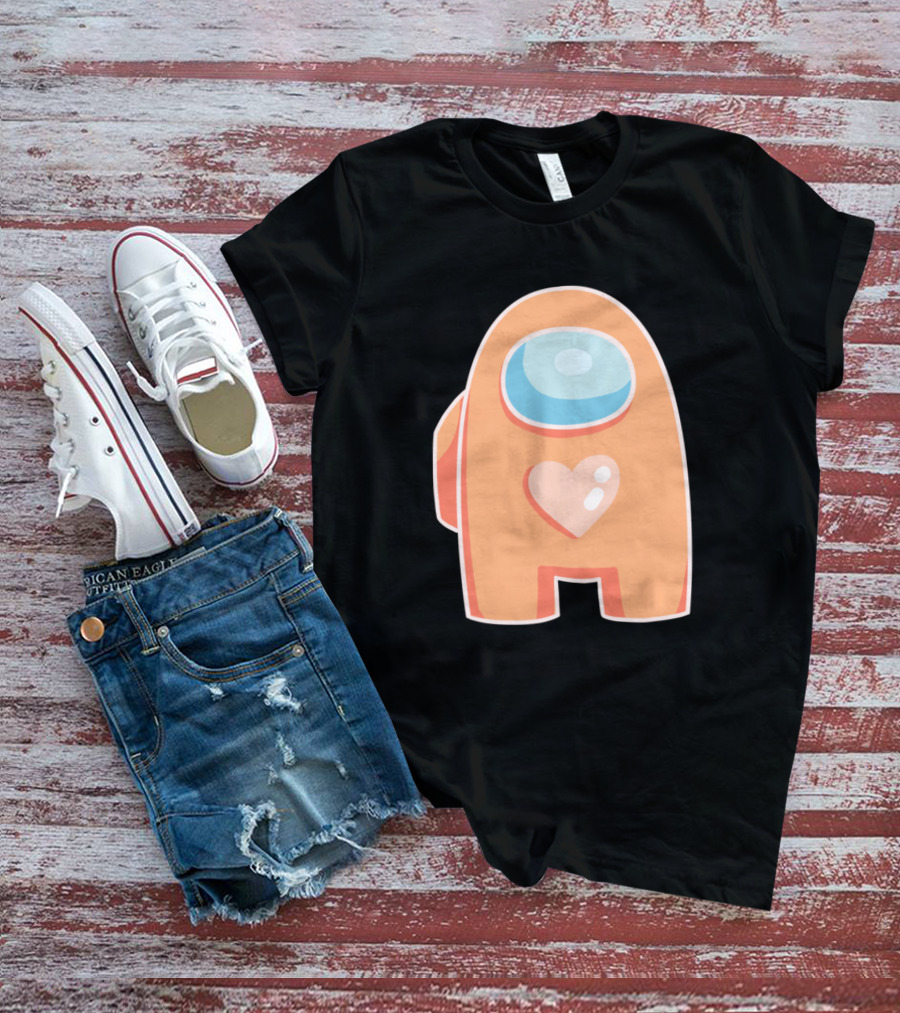 Orange Among Us Crewmate With Heart T-Shirt