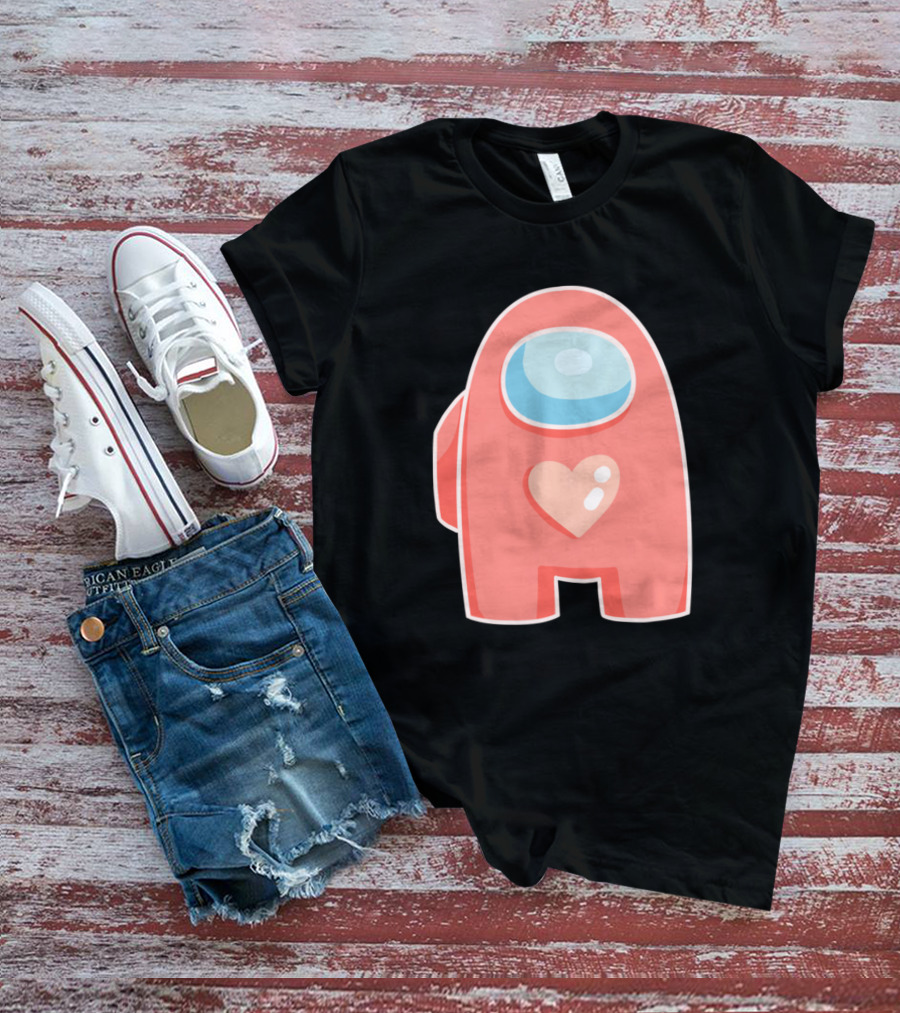 Red Crewmate With Heart Among Us T-Shirt