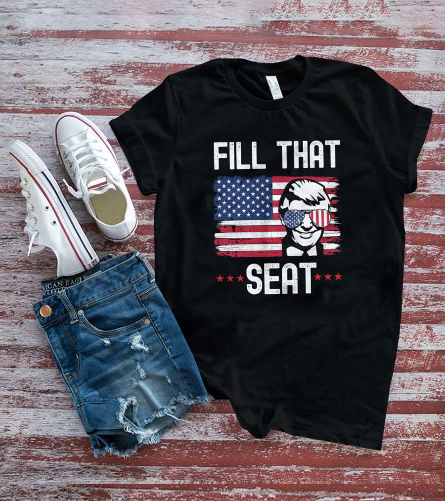 Fill That Seat Patriotic Flag Glasses Face T-Shirt