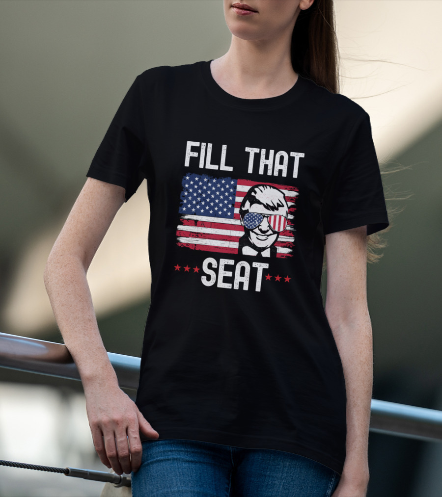 Fill That Seat Patriotic Flag Glasses Face T-Shirt