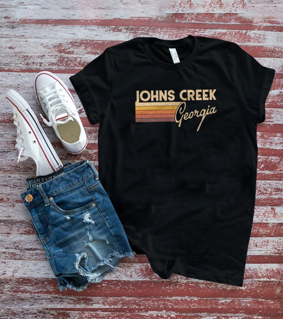 Johns Creek Georgia Vintage Retro Stripe T-Shirt