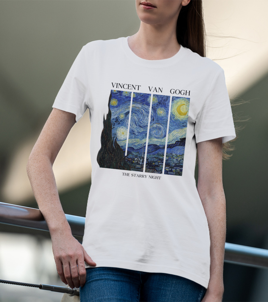 Vincent Van Gogh The Starry Night Quadrant Series T-Shirt