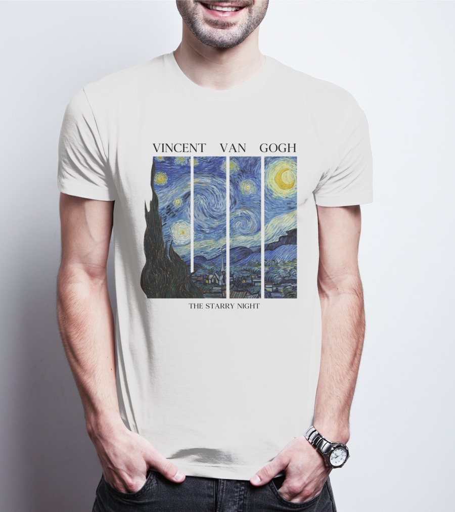 Vincent Van Gogh The Starry Night Quadrant Series T-Shirt