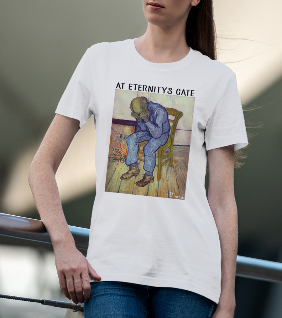 At Eternitys Gate Vincent Van Gogh Vintage Painting Chair Fire Mood T-Shirt