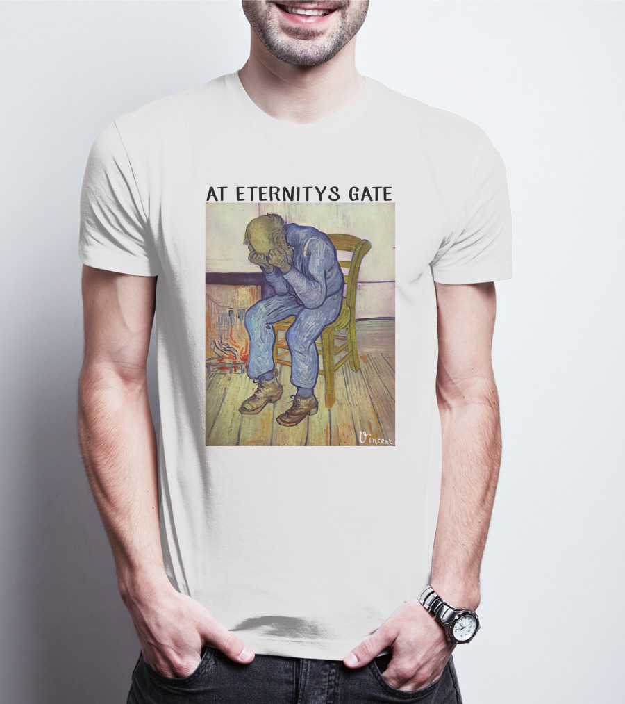 At Eternitys Gate Vincent Van Gogh Vintage Painting Chair Fire Mood T-Shirt