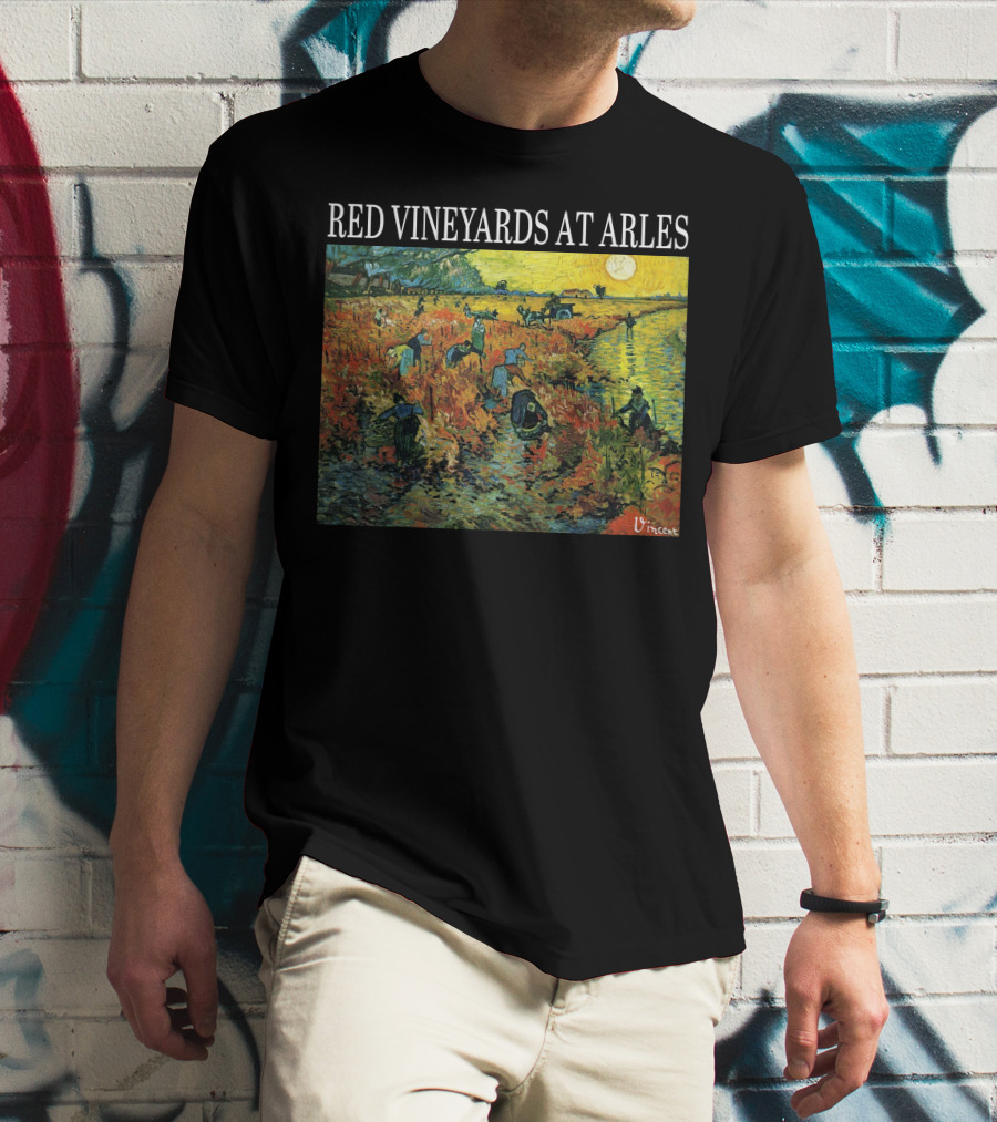 Red Vineyards At Arles Vincent Van Gogh Painting Dark T-Shirt
