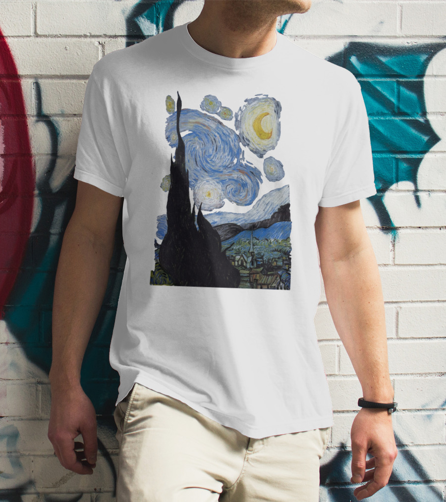 Starry Night Vincent Van Gogh Painting Swirls And Sky T-Shirt