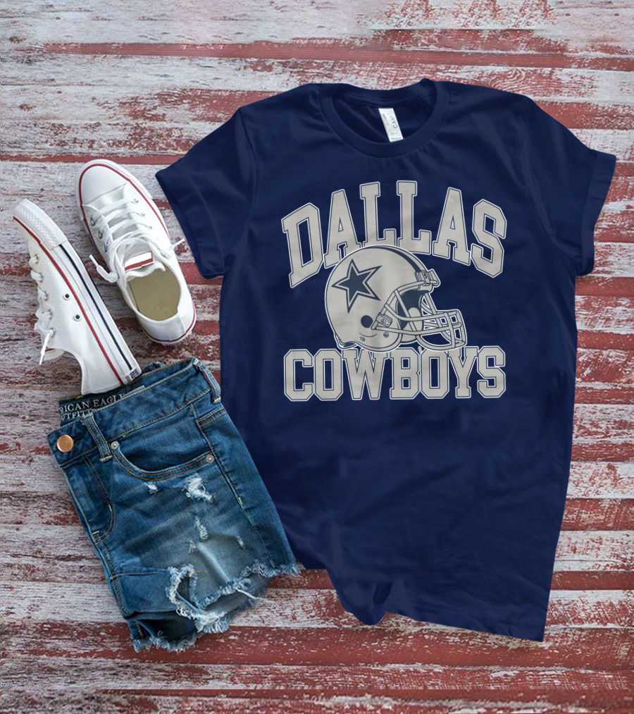 Dallas Cowboys Star Helmet Iconic Team Name T-Shirt
