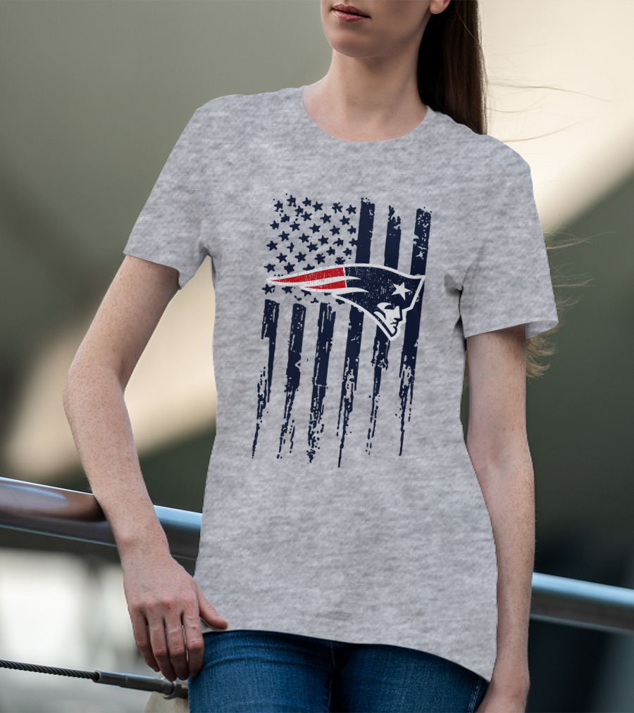 New England Patriots American Flag Patriot Head T-Shirt