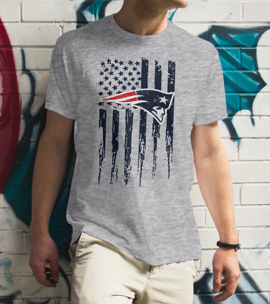New England Patriots American Flag Patriot Head T-Shirt