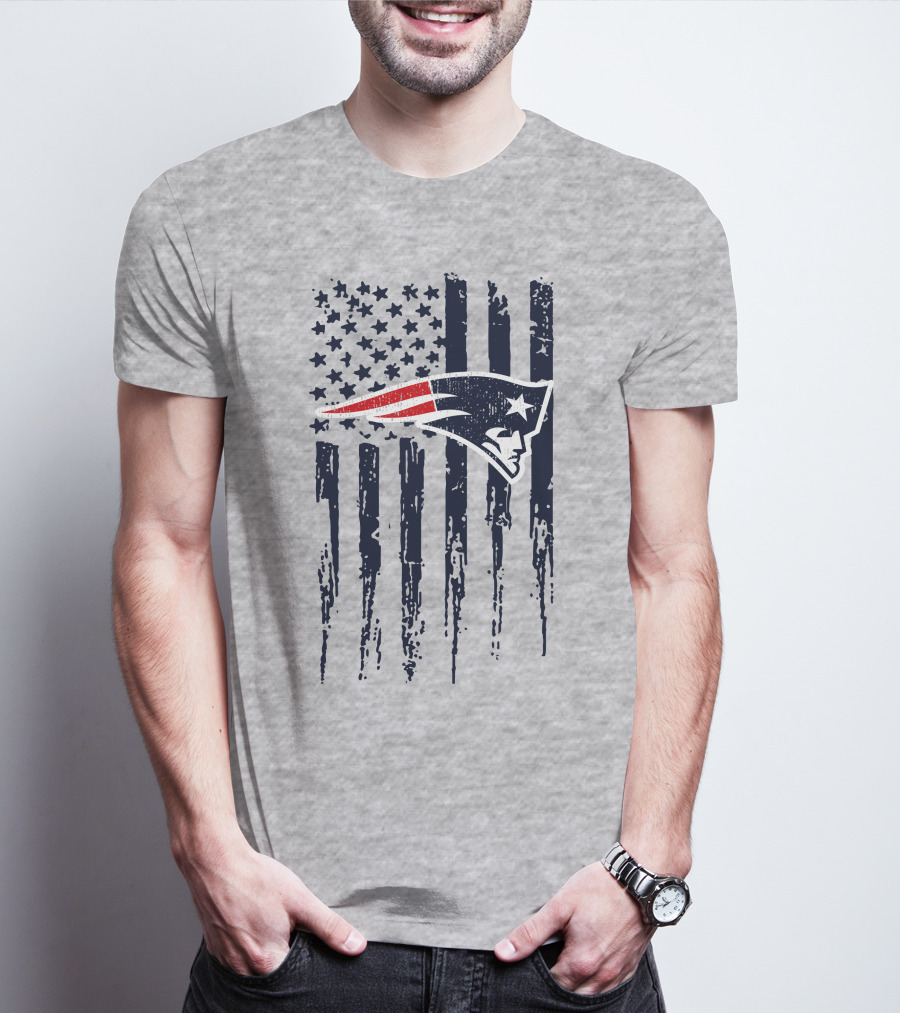 New England Patriots American Flag Patriot Head T-Shirt