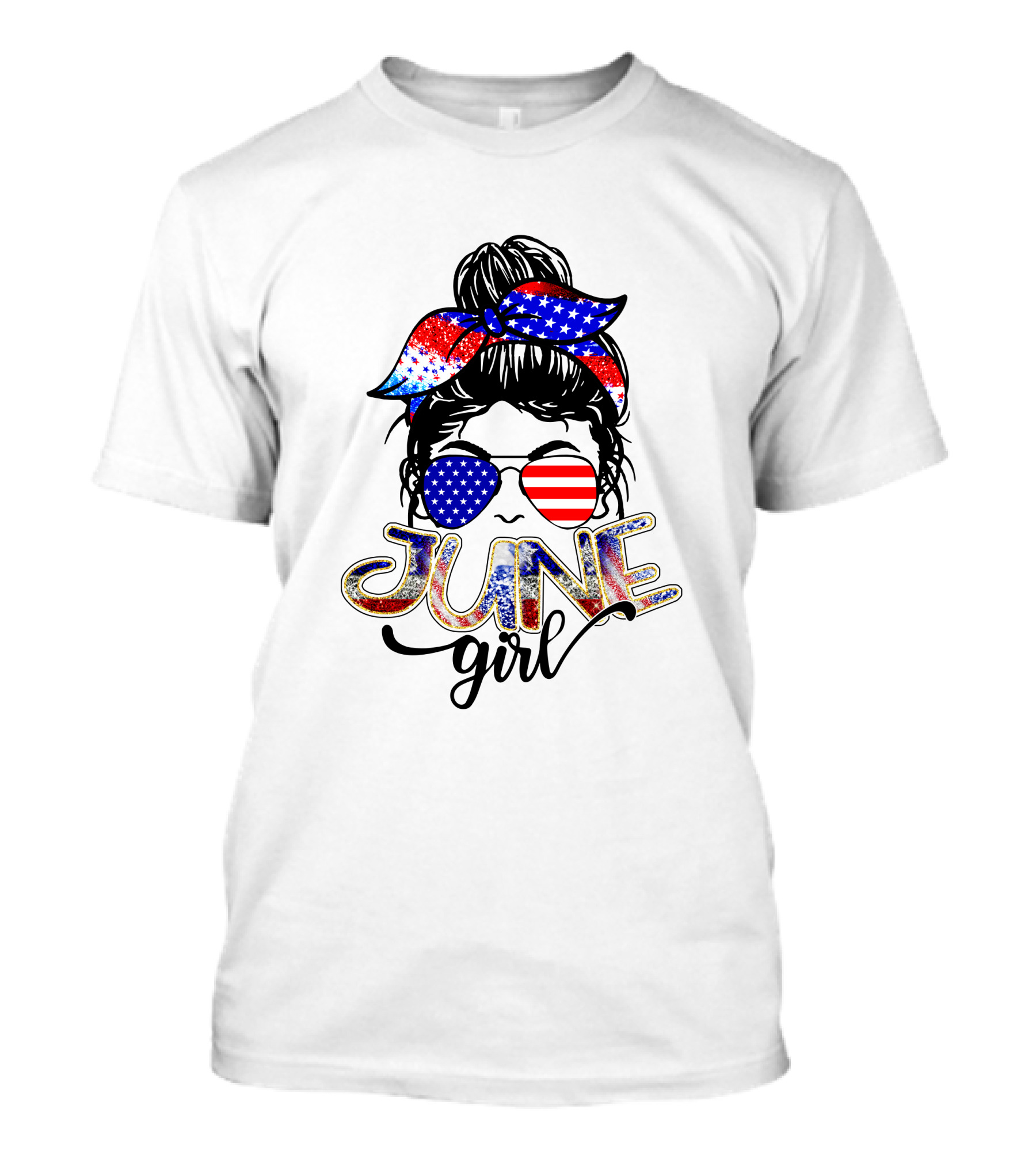 June Girl American Flag Bandana Sunglasses T-Shirt